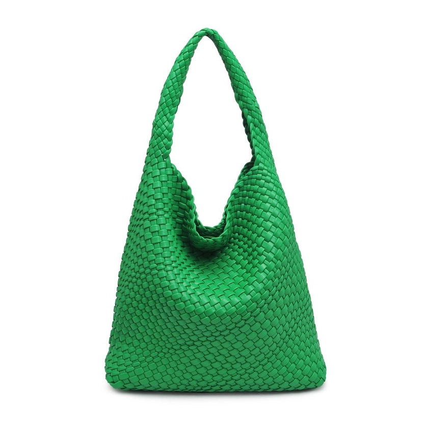 Ellery Woven Vegan Leather Hobo-Kelly Green