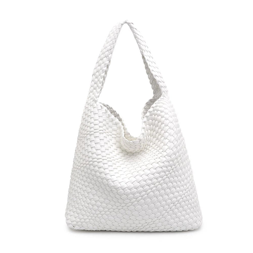 Ellery Woven Vegan Leather Hobo-White