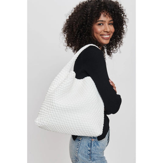 Ellery Woven Vegan Leather Hobo-White