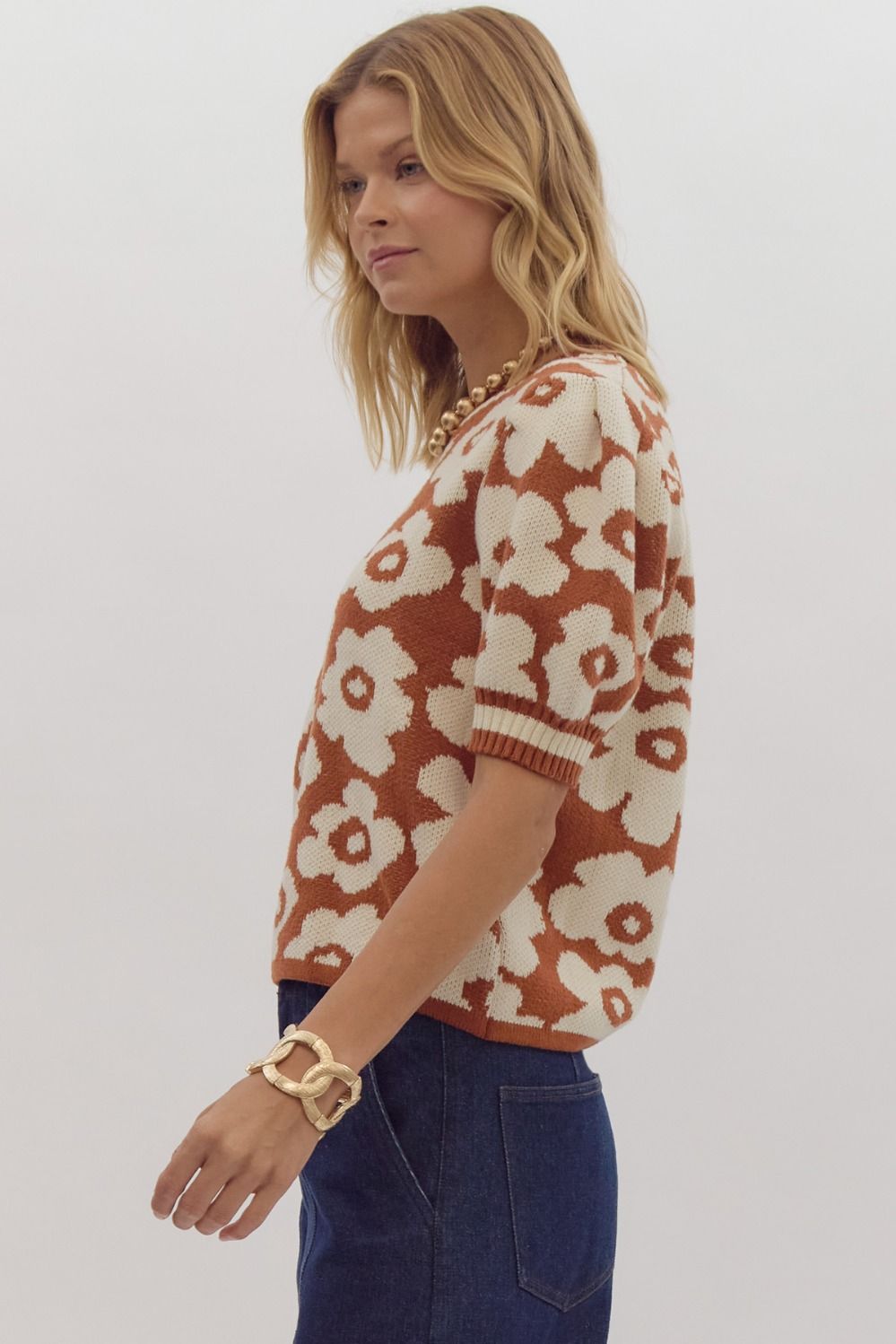 Floral Jacquard Knit Sweater