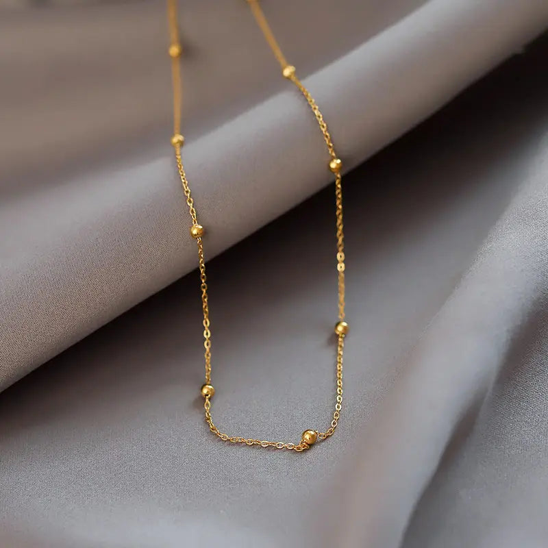 Gold Bead Necklace Chain Jewelry