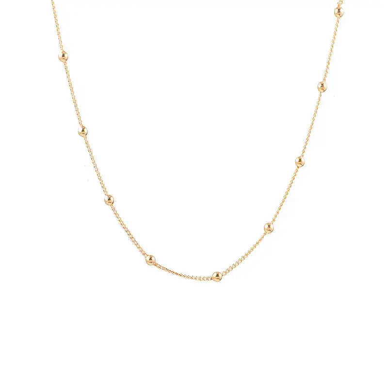 Gold Bead Necklace Chain Jewelry