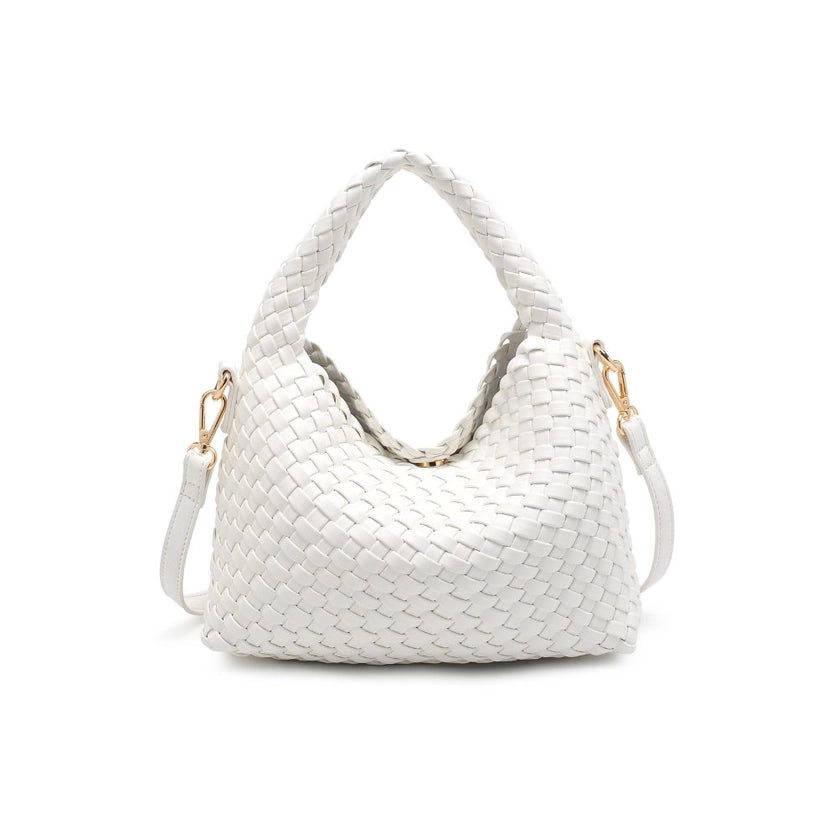 Jessamine Woven Vegan Leather Crossbody-White