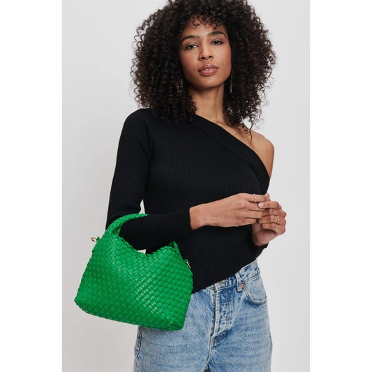 Jessamine Woven Vegan Leather Crossbody-Kelly Green