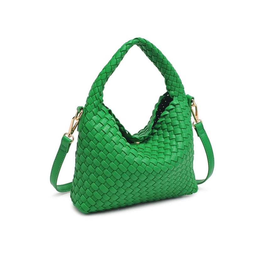 Jessamine Woven Vegan Leather Crossbody-Kelly Green