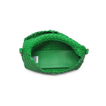 Jessamine Woven Vegan Leather Crossbody-Kelly Green