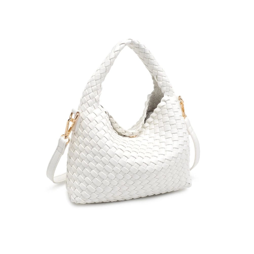 Jessamine Woven Vegan Leather Crossbody-White