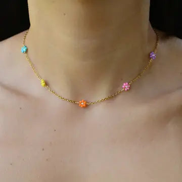 Rainbow Daisy Necklace