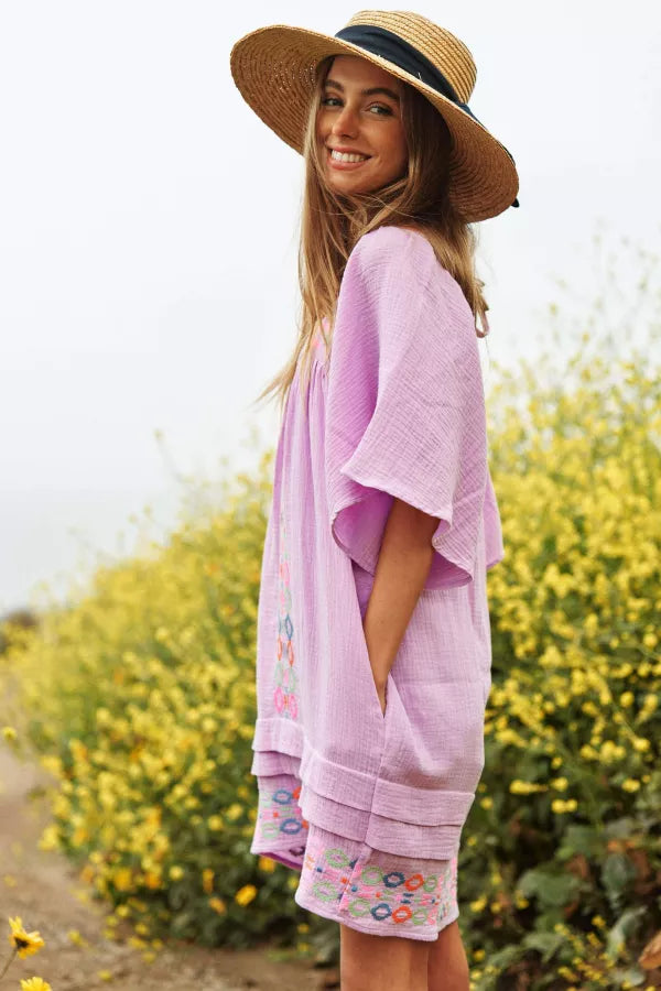 Embroidered Smock Dress