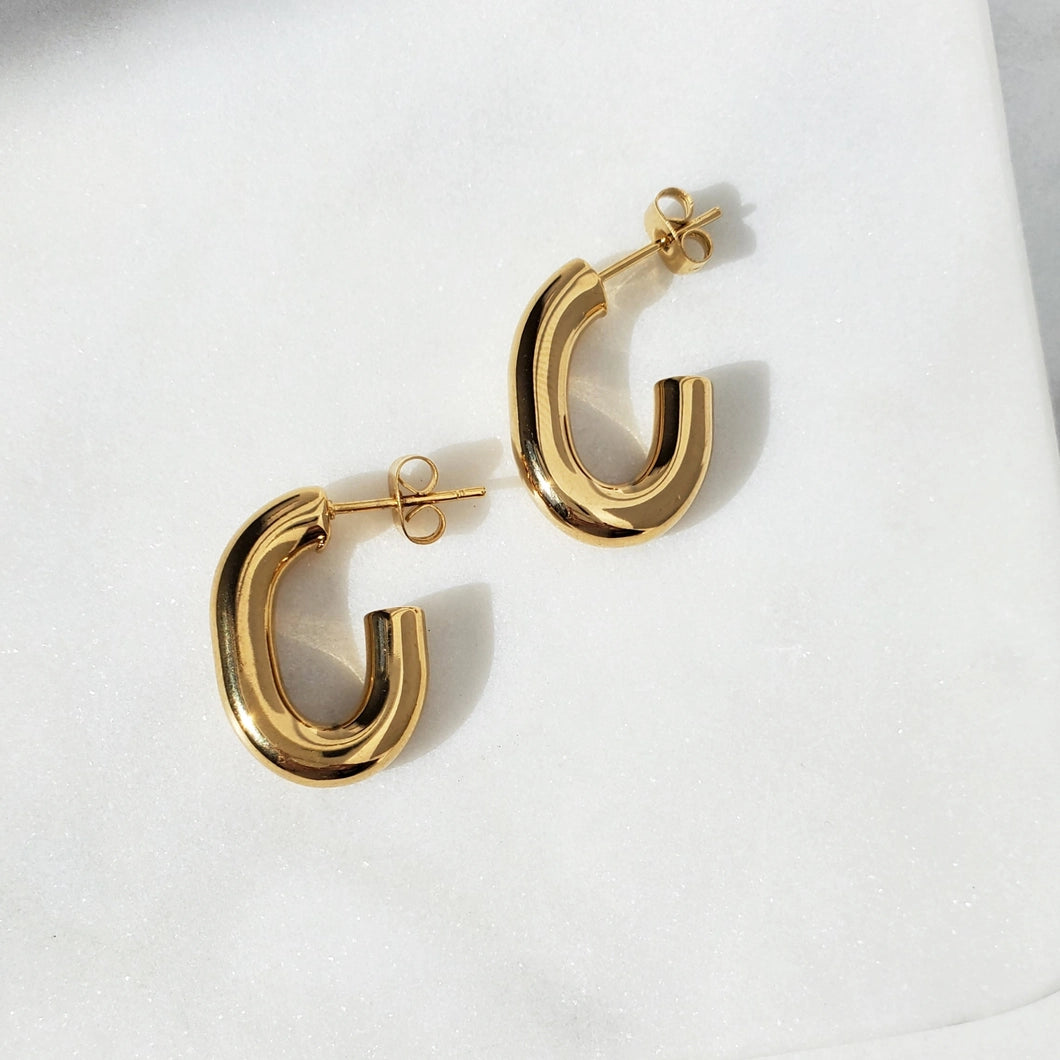 Gold Open Loop Earrings - Chunky Earrings