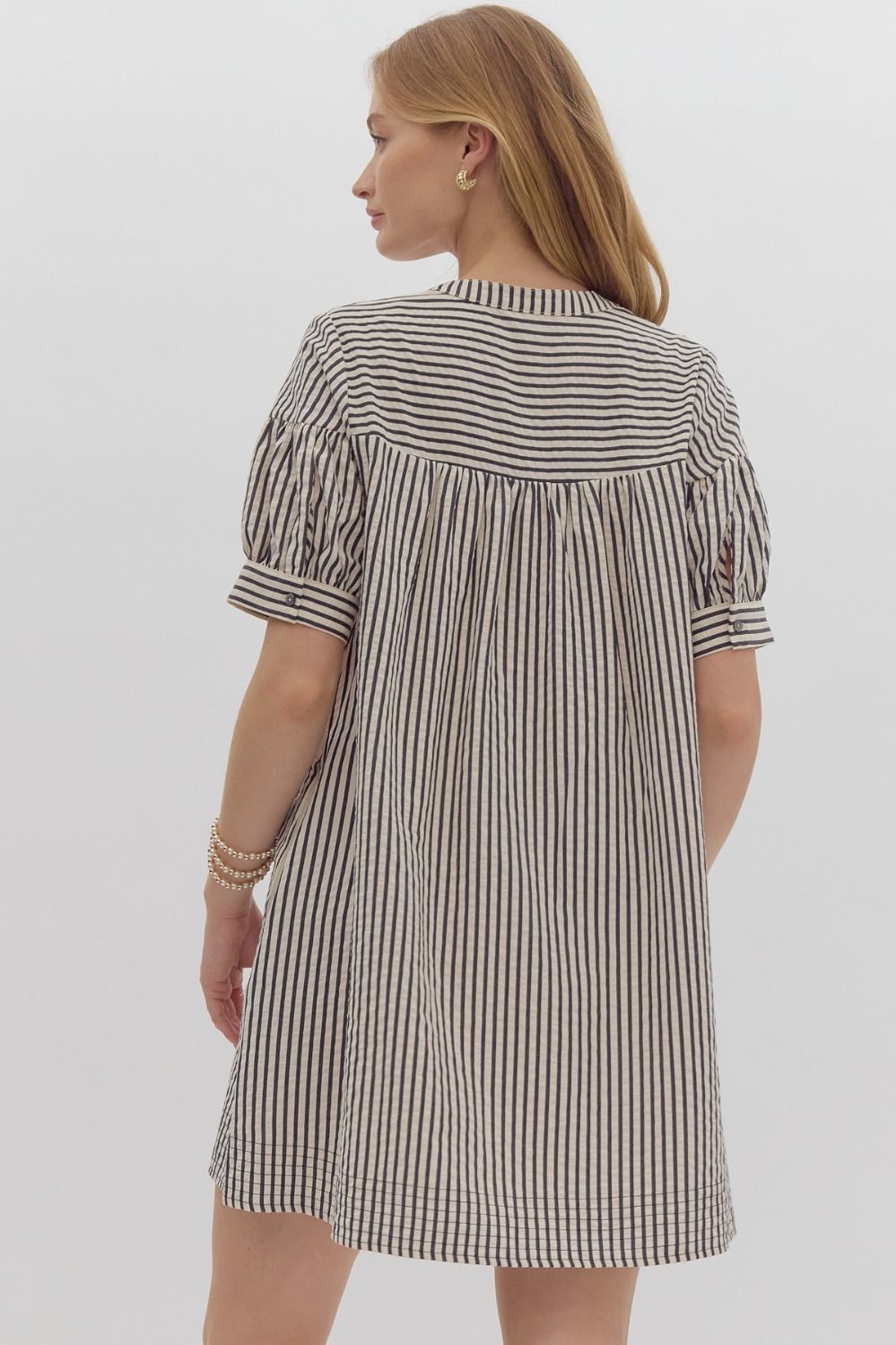 Striped Short Sleeve Mini Dress