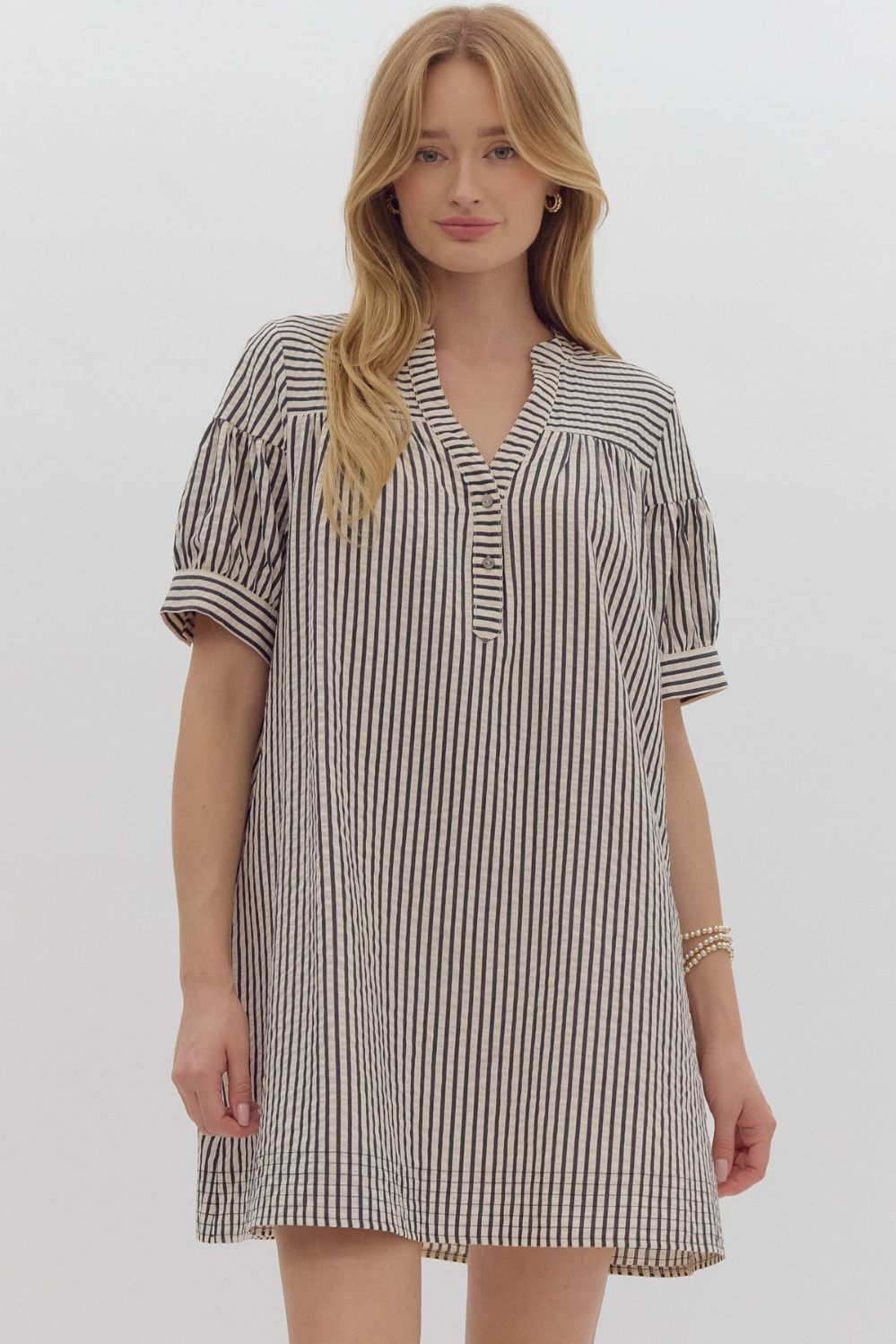 Striped Short Sleeve Mini Dress