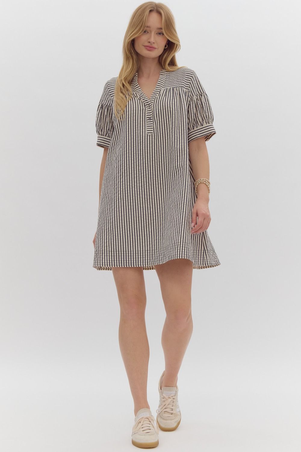 Striped Short Sleeve Mini Dress