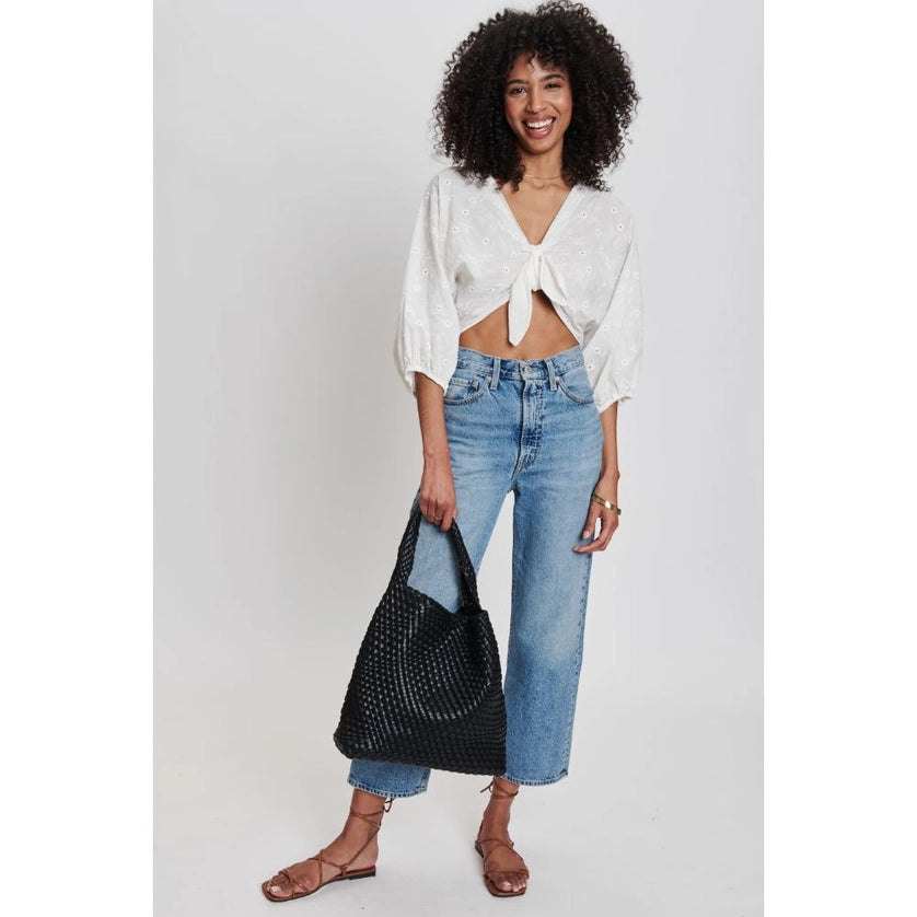 Ellery Woven Vegan Leather Hobo-Black