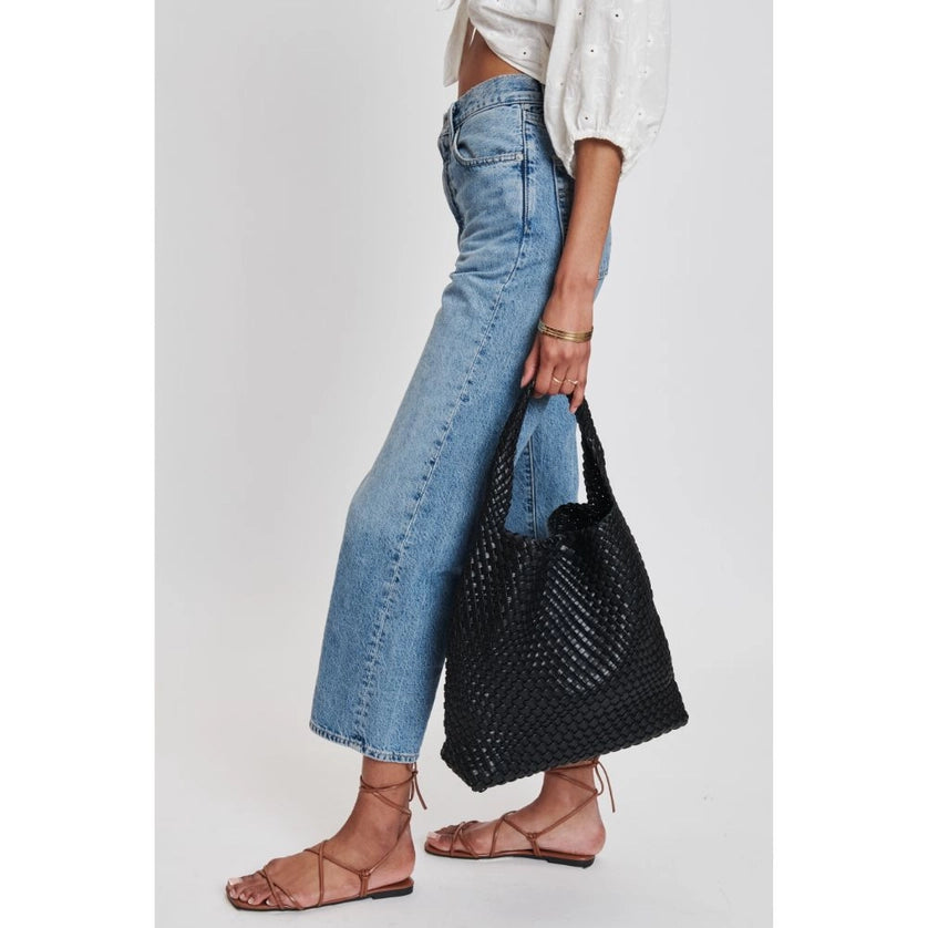 Ellery Woven Vegan Leather Hobo-Black