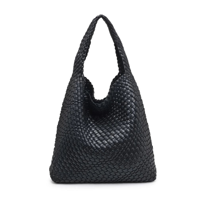 Ellery Woven Vegan Leather Hobo-Black