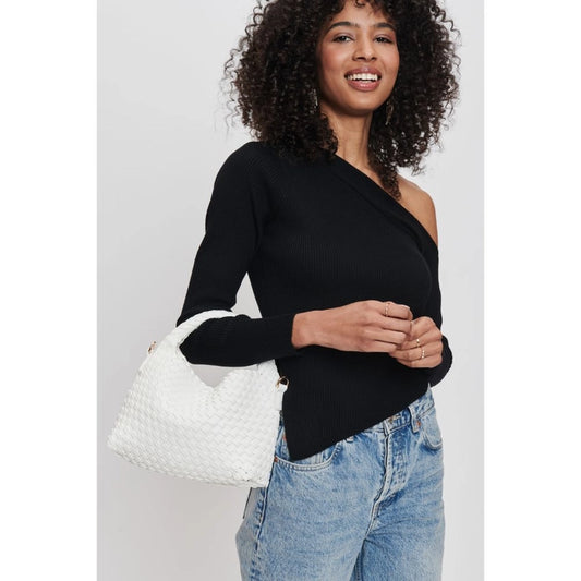 Jessamine Woven Vegan Leather Crossbody-White